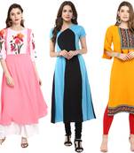 Janasya Multicolor printed crepe ethnic kurtis