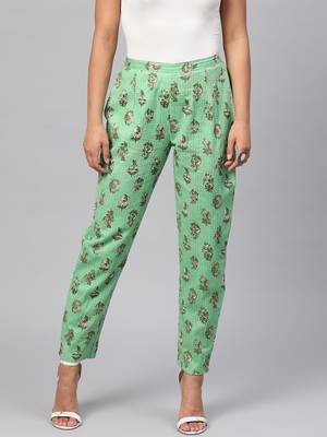 Green Mughal Floral Pencil Pants 1