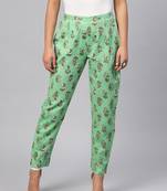 Green Mughal Floral Pencil Pants