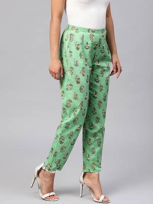 Green Mughal Floral Pencil Pants 2