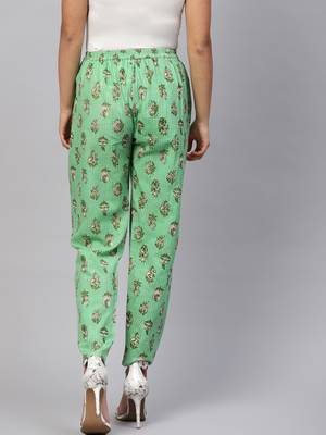 Green Mughal Floral Pencil Pants 3