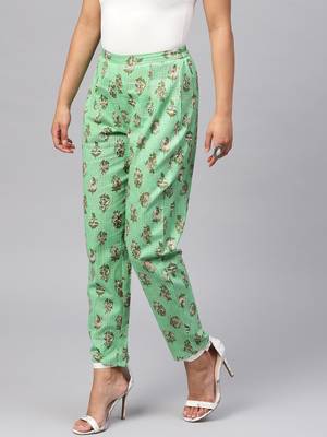Green Mughal Floral Pencil Pants 4