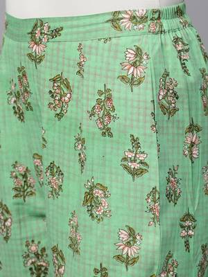 Green Mughal Floral Pencil Pants 5