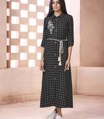 Black Embroidered Cotton Ethnic Kurtis