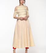 Cream Cold Shoulder Anarkali with Gota Lace