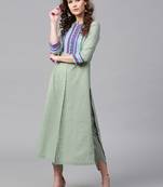 Olive Jacquard Yoke Straight Kurta