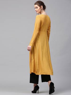 Mustard Angrakha Style Kurta 2