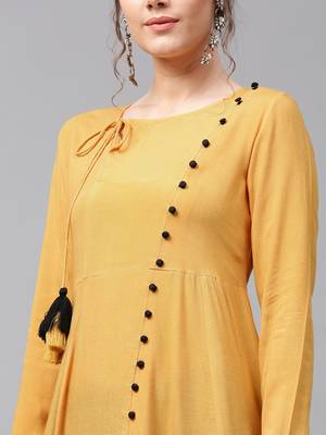Mustard Angrakha Style Kurta 4
