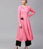 Pink Angrakha Style Kurta