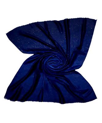 Blue Party Wear Double Shaded Premium Glitter Hijab Head Scarf 1
