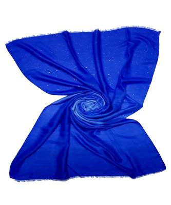 Blue Party Wear Double Shaded Premium Glitter Hijab Head Scarf 1