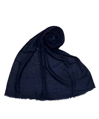 Blue Diamond Studed Designer Cotton Glitter Hijab Head Scarf 1
