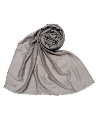 Grey Diamond Studed Designer Cotton Glitter Hijab Head Scarf 1