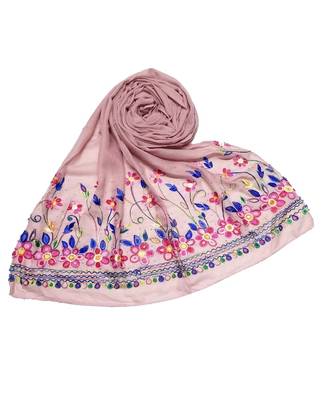 Pink Designer Emboidered Diamond Studed Hijab Head Scarf 1
