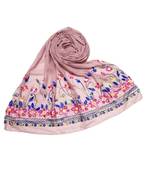 Pink Designer Emboidered Diamond Studed Hijab Head Scarf