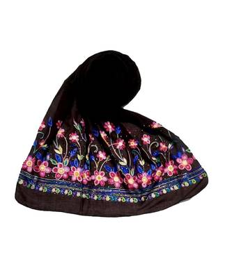 Brown Designer Emboidered Diamond Studed Hijab Head Scarf 1