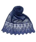Blue Designer Design  Diamond Studed Hijab Head Scarf