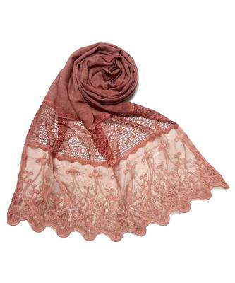 Maroon Designer Design  Diamond Studed Hijab Head Scarf 1