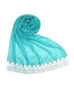 Blue Bordered Plain Formal Hijab Head Scarf