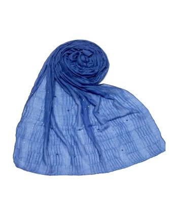 Blue Premium Cotton Crush Hijab Head Scarf 1
