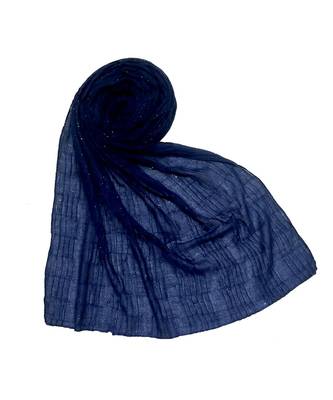 Blue Premium Cotton Crush Hijab Head Scarf 1