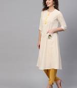 Embroidered Pocket Patch Off-White Kurta