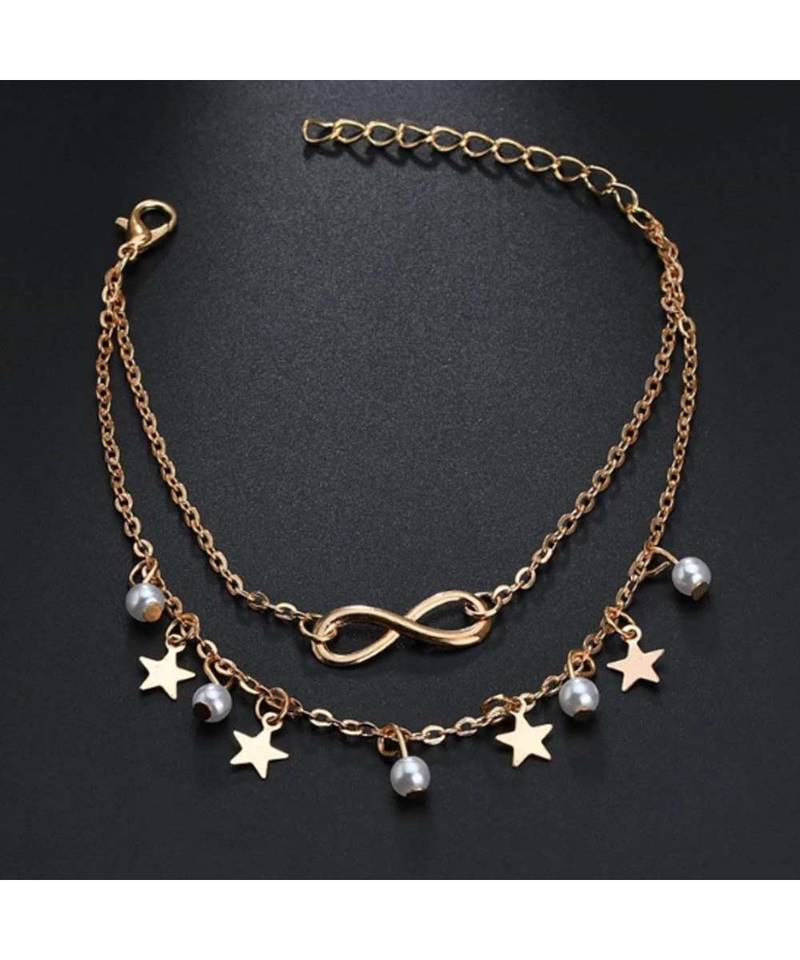 Stars Pearl Layered Anklet