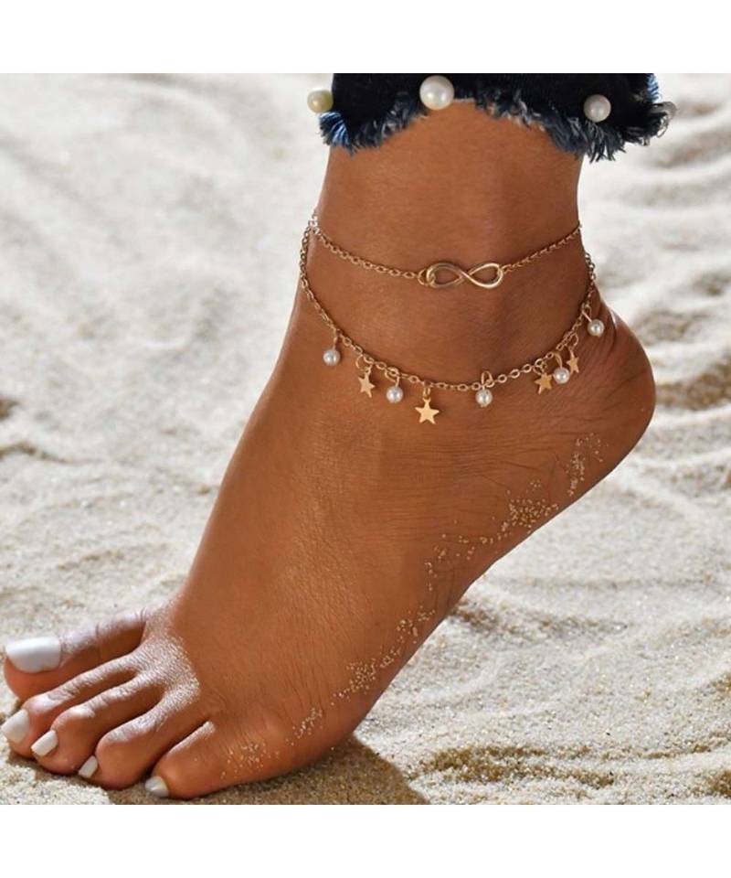 Stars Pearl Layered Anklet