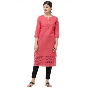 Red embroidered cotton kurtas-and-kurtis 1