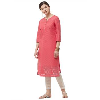 Red embroidered cotton kurtas-and-kurtis 4