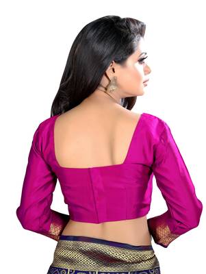 Blue woven jacquard saree with blouse 5
