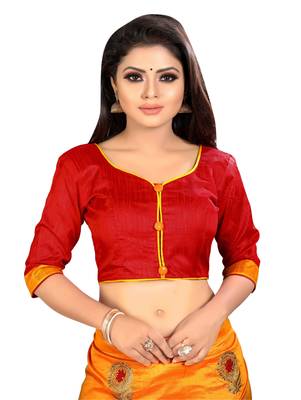 Yellow embroidered silk saree with blouse 4