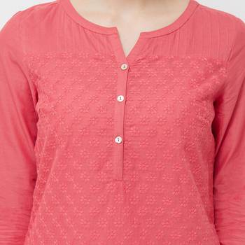 Red embroidered cotton kurtas-and-kurtis 5