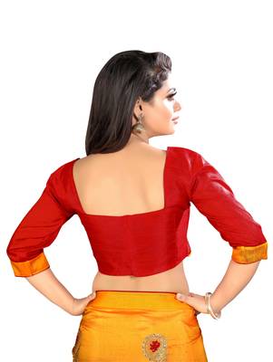 Yellow embroidered silk saree with blouse 5