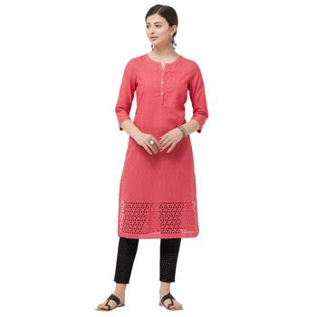 Red embroidered cotton kurtas-and-kurtis 4