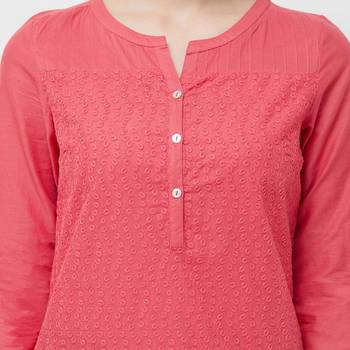 Red embroidered cotton kurtas-and-kurtis 5