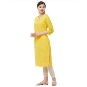 Yellow embroidered cotton kurtas-and-kurtis 2