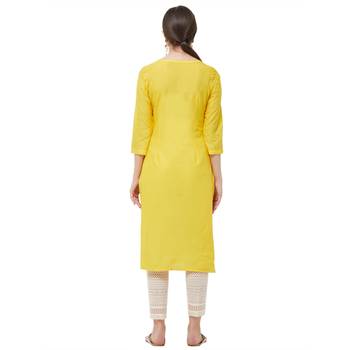 Yellow embroidered cotton kurtas-and-kurtis 3
