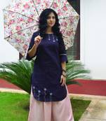 Violet  hand embroidery  handloom cotton  readymade kurta