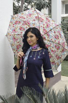 Violet  hand embroidery  handloom cotton  readymade kurta 3