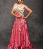 off_white embroidered art_silk party wear gown