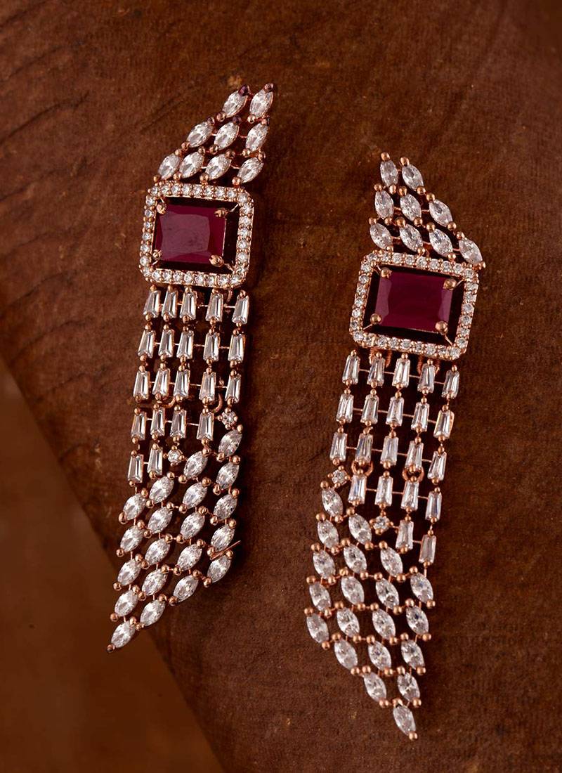 Rose Gold Plated Tassels Drop Earrings