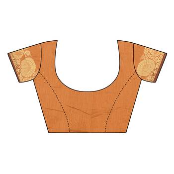 Brown woven chanderi silk saree with blouse 5