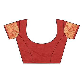 Red woven chanderi silk saree with blouse 5