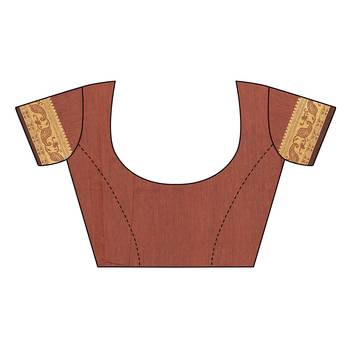 Brown woven chanderi silk saree with blouse 5