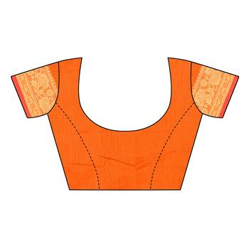 Orange woven chanderi silk saree with blouse 5