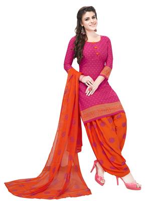 magenta printed synthetic unstitched salwar with dupatta 1