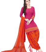 magenta printed synthetic unstitched salwar with dupatta