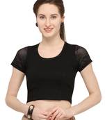 Black Self Designed Lycra Stratchable Blouse