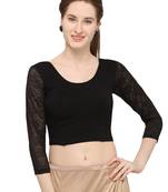 Black Self Designed Lycra Stratchable Blouse